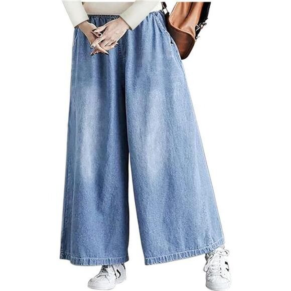 Wide Leg Jeans Baggy Denim Pants High Waisted Mom Jeans with Pockets